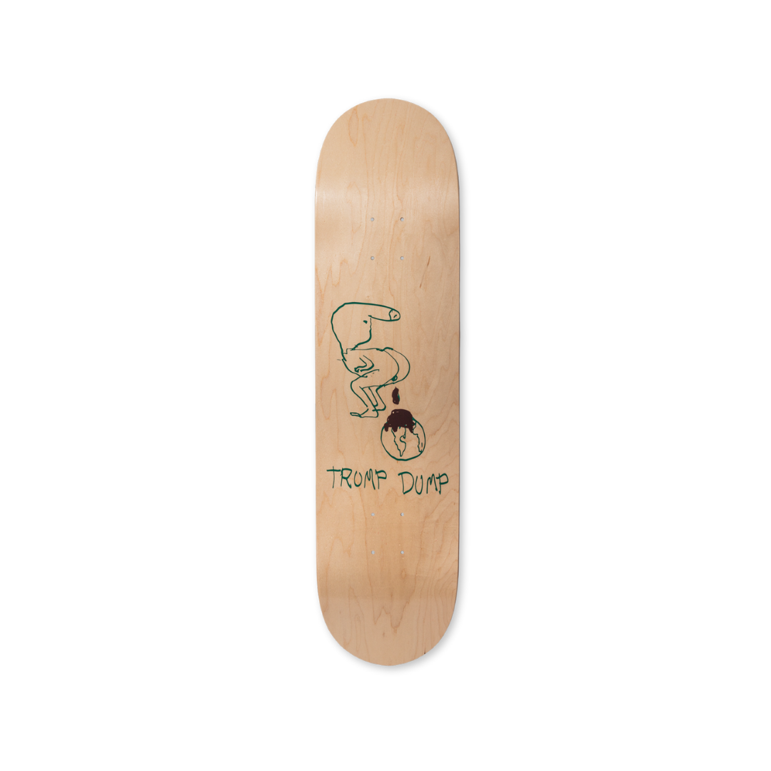 Paul McCarthy's Trump Dump skateboard art by the skateroom