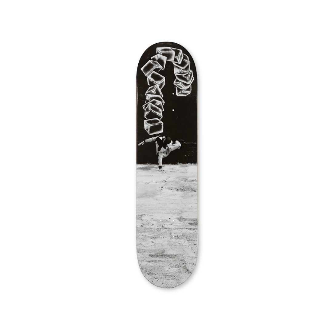 Robin Rhode's Cutting Cornes skateboard art by the skateroom