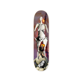Scarlette Rouge's Our Lady on fire skateboard art by the skateroom
