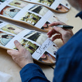 Ed Templeton signing his THE SKATEROOM limited Wires Crossed Polaroids skate art editions