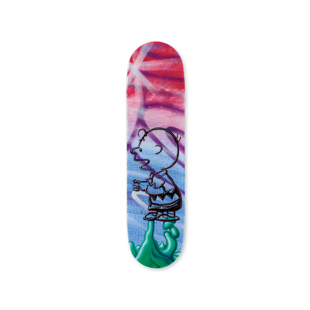 The Peanuts Global Artist Collective Solo by Kenny Scharf skateboard art by the skateroom