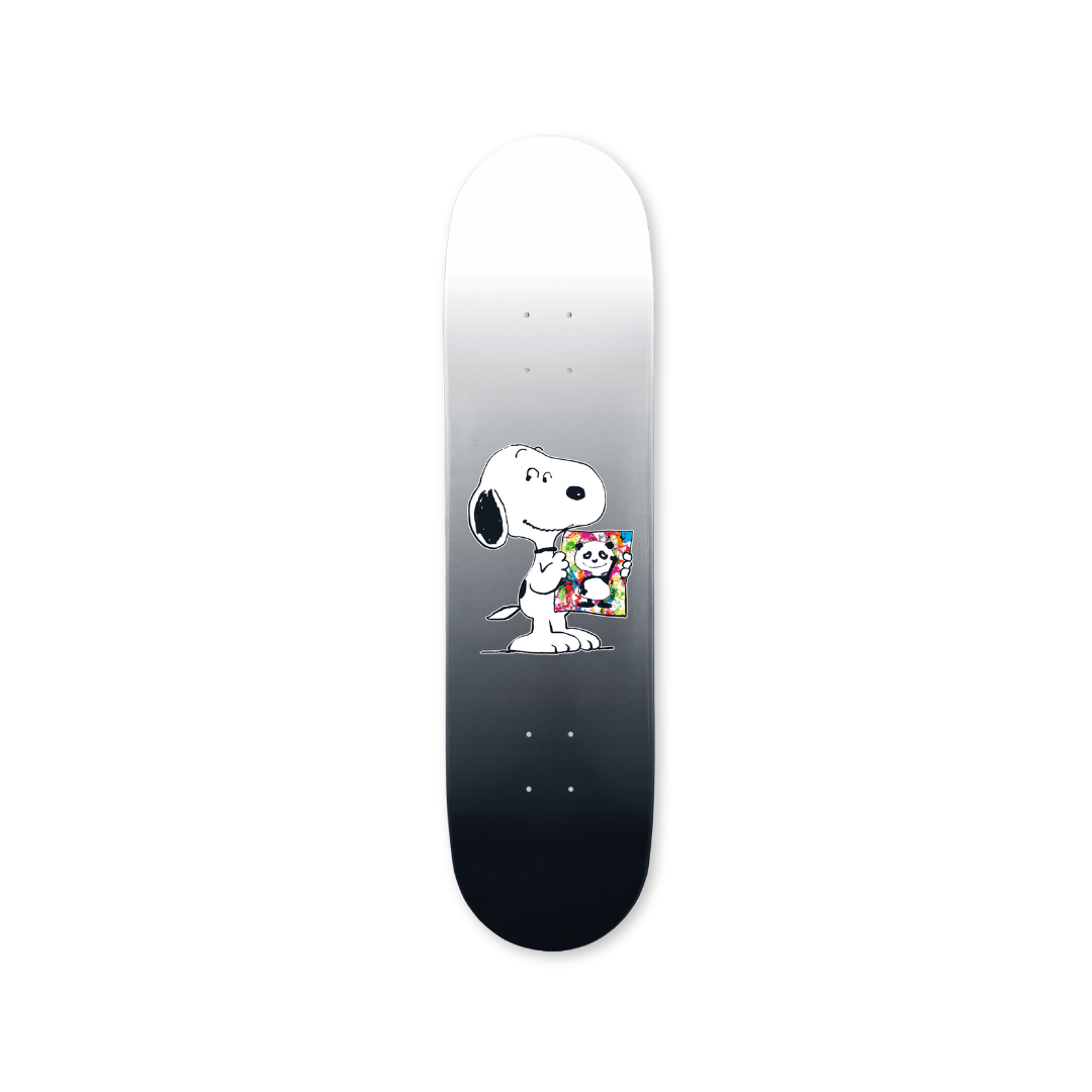 The Peanuts Global Artist Collective Solo by Rob Pruitt skateboard art by the skateroom