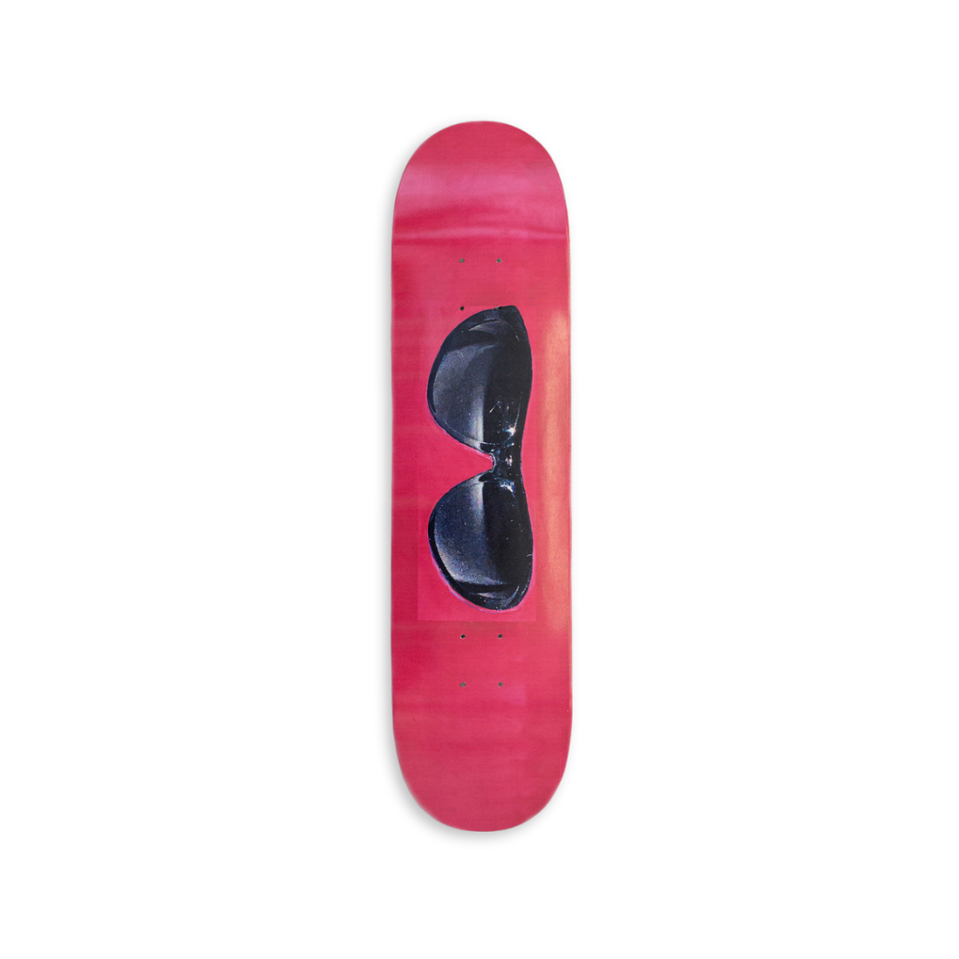 Tobias Spichtig's Sunglasses Pink Hand signed skateboard art by the skateroom