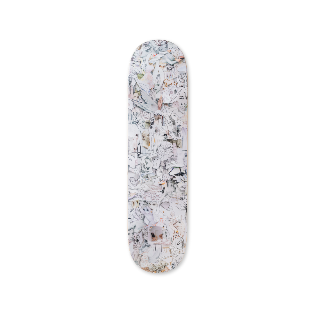 Vik Muniz's Eight Color Spectrum (white) skateboard art by the skateroom