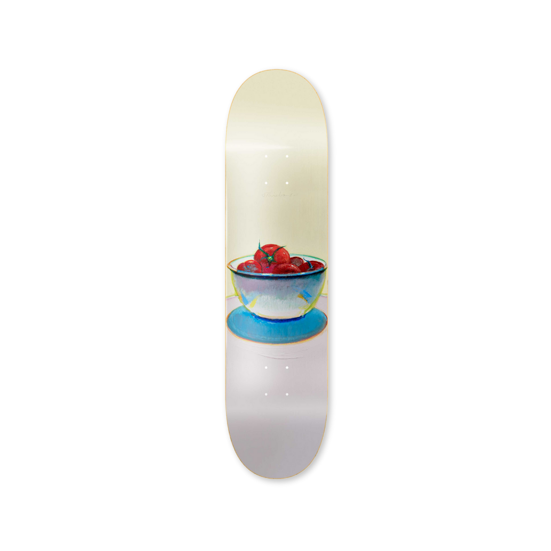 Wayne Thiebaud's Tomato bowl skateboard art by the skateroom