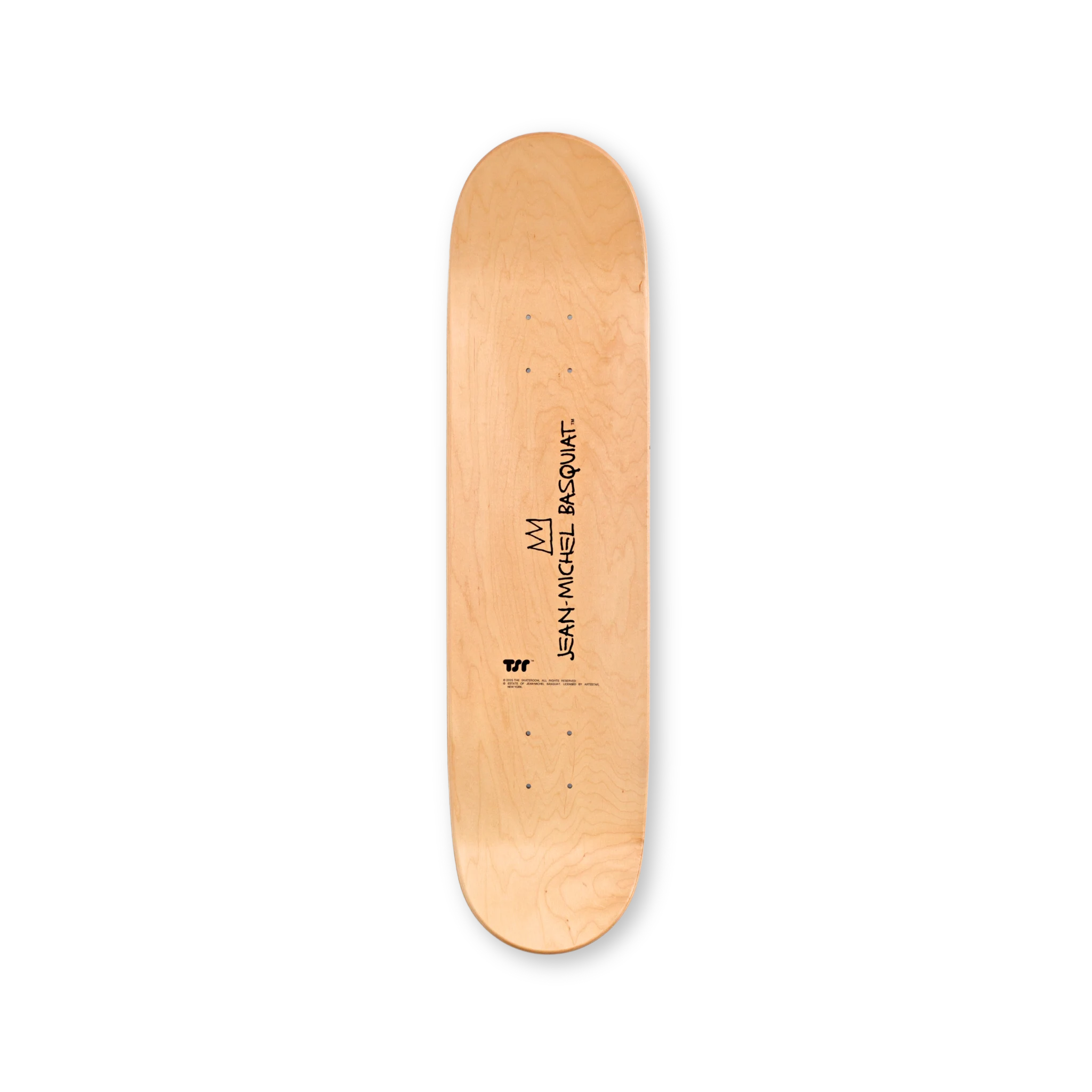 Top print of the Jean-Michel Basquiat THE SKATEROOM edition, featuring the iconic signature of the artist and its crown drawing.