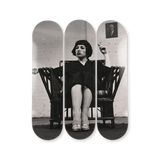Cindy Sherman Untitled Film Still #16 limited edition triptych skate decks by The Skateroom, packshot on transparent background