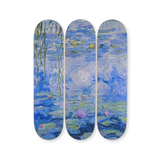 Set of three skateboard decks with the painting "Les Nymphéas" by Claude Monet