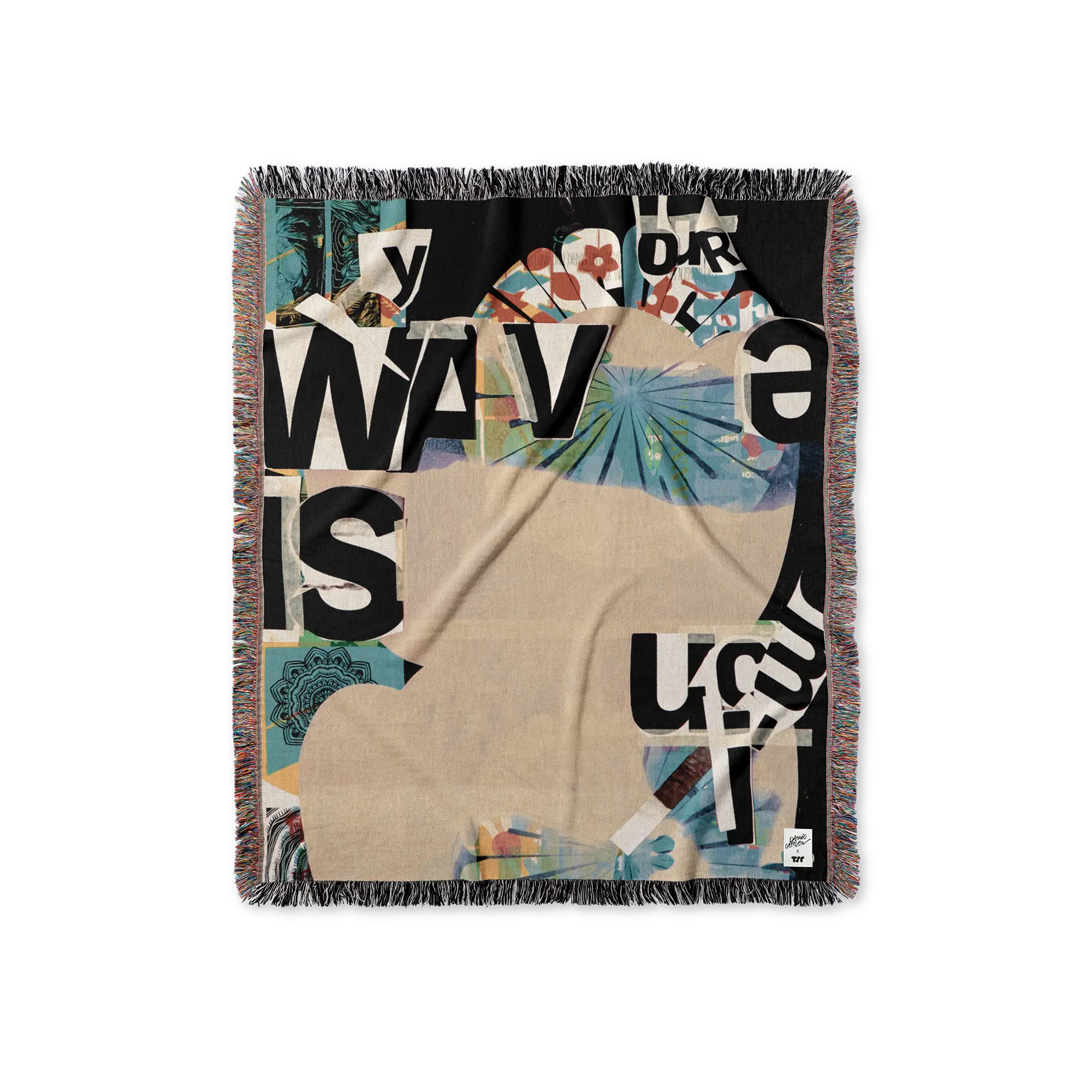 Woven blanket with artwork by David Carson