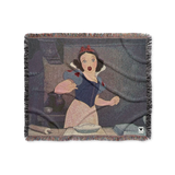 Woven blanket with Snow White design on a white background