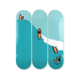 Jean Jullien Cooking hand-signed limited edition art skateboard by The Skateroom, packshot on transparent background