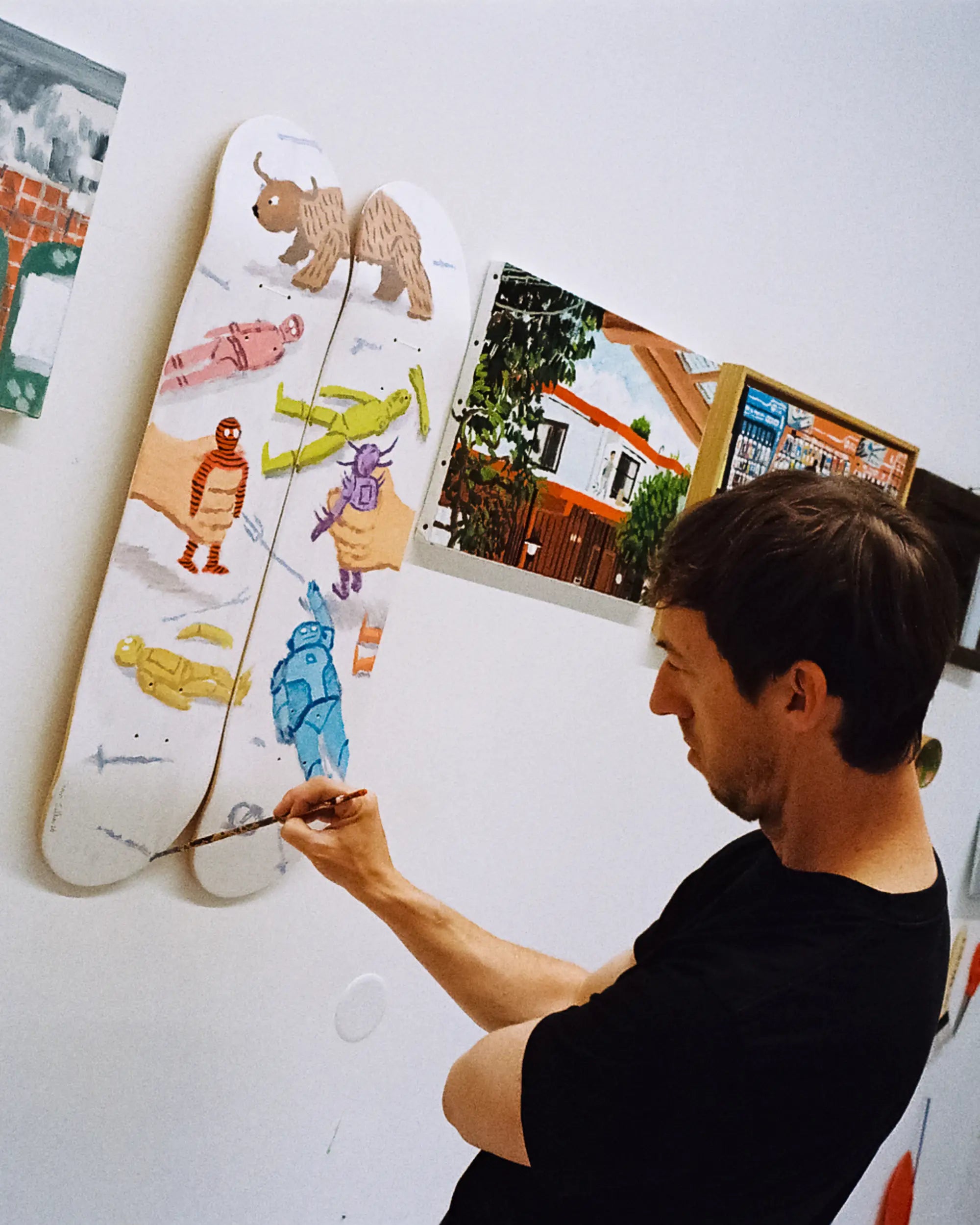 Jean Jullien original painting for The Skateroom, close-up detail of finished brushwork and composition