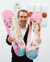 Artist Jeff Koons with his Pink Panther Skateboard art edition