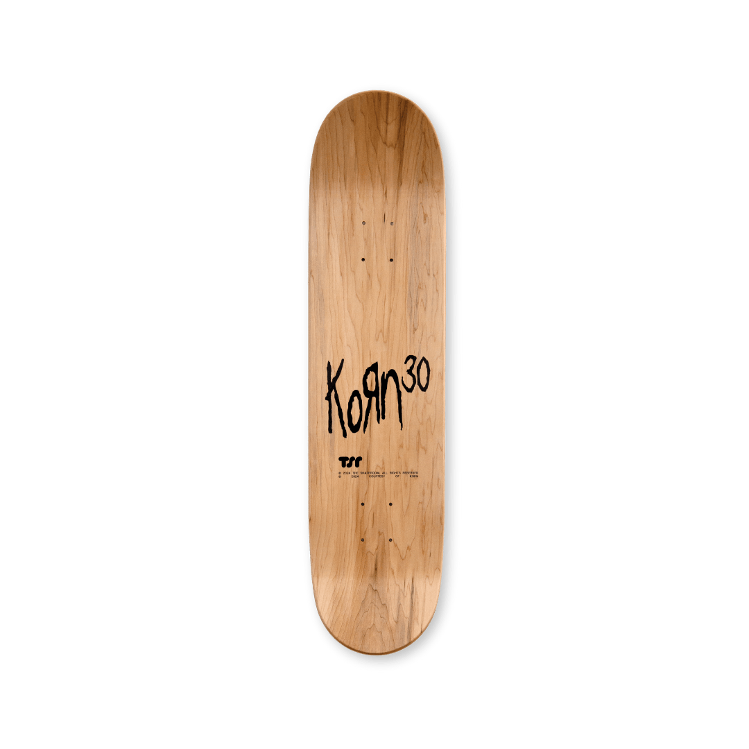 Packshot of "Skeleton Hands" skate deck by THE SKATEROOM to celebrate Korn's 30 years anniversary