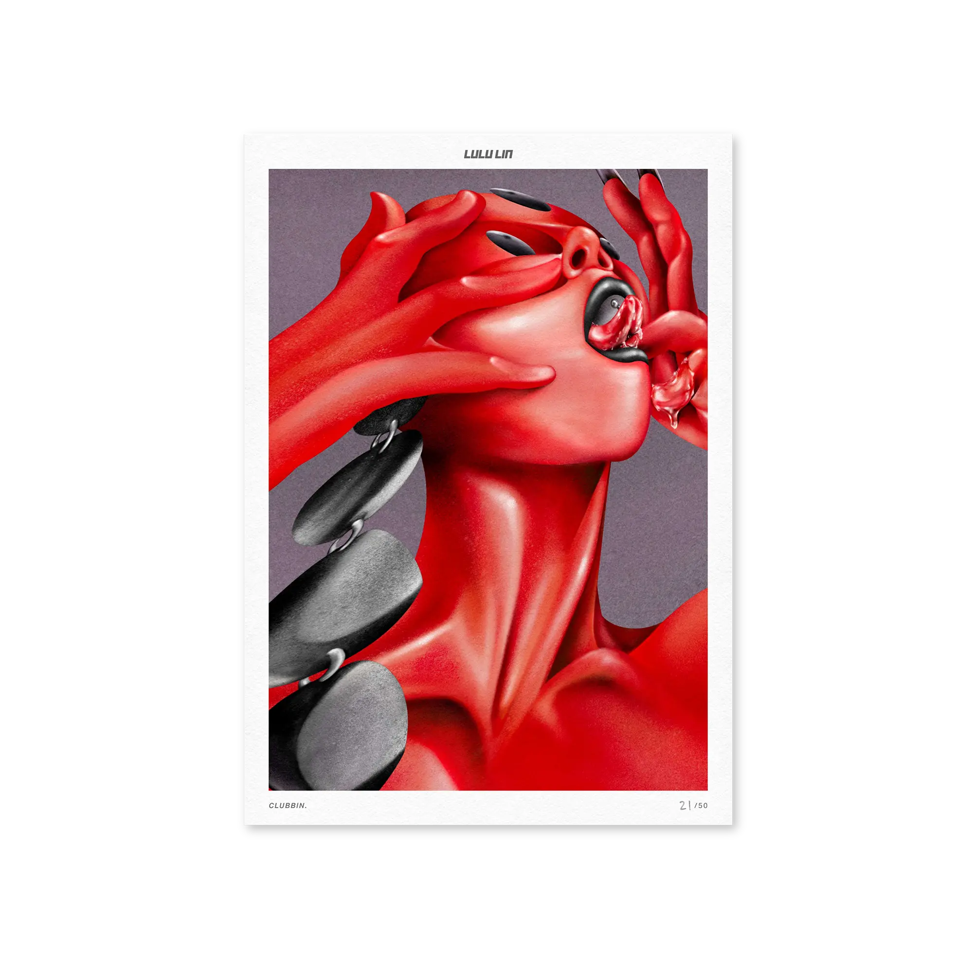 Lulu Lin Clubbin limited edition art print by The Skateroom, packshot on white background
