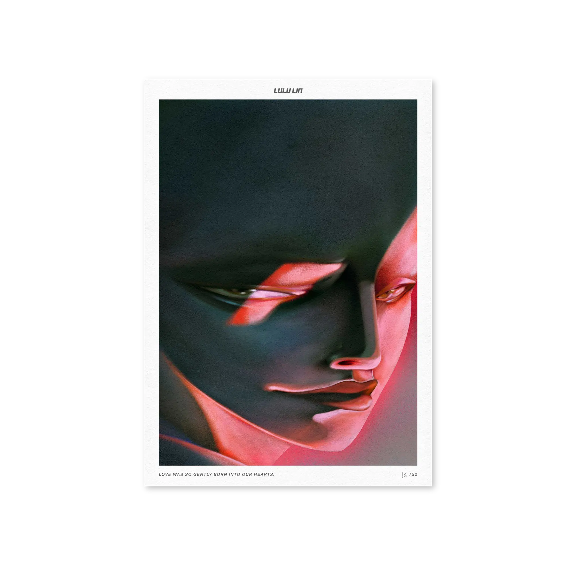 Lulu Lin Love Was So Gently Born Into Our Hearts limited edition art print by The Skateroom, packshot on white background