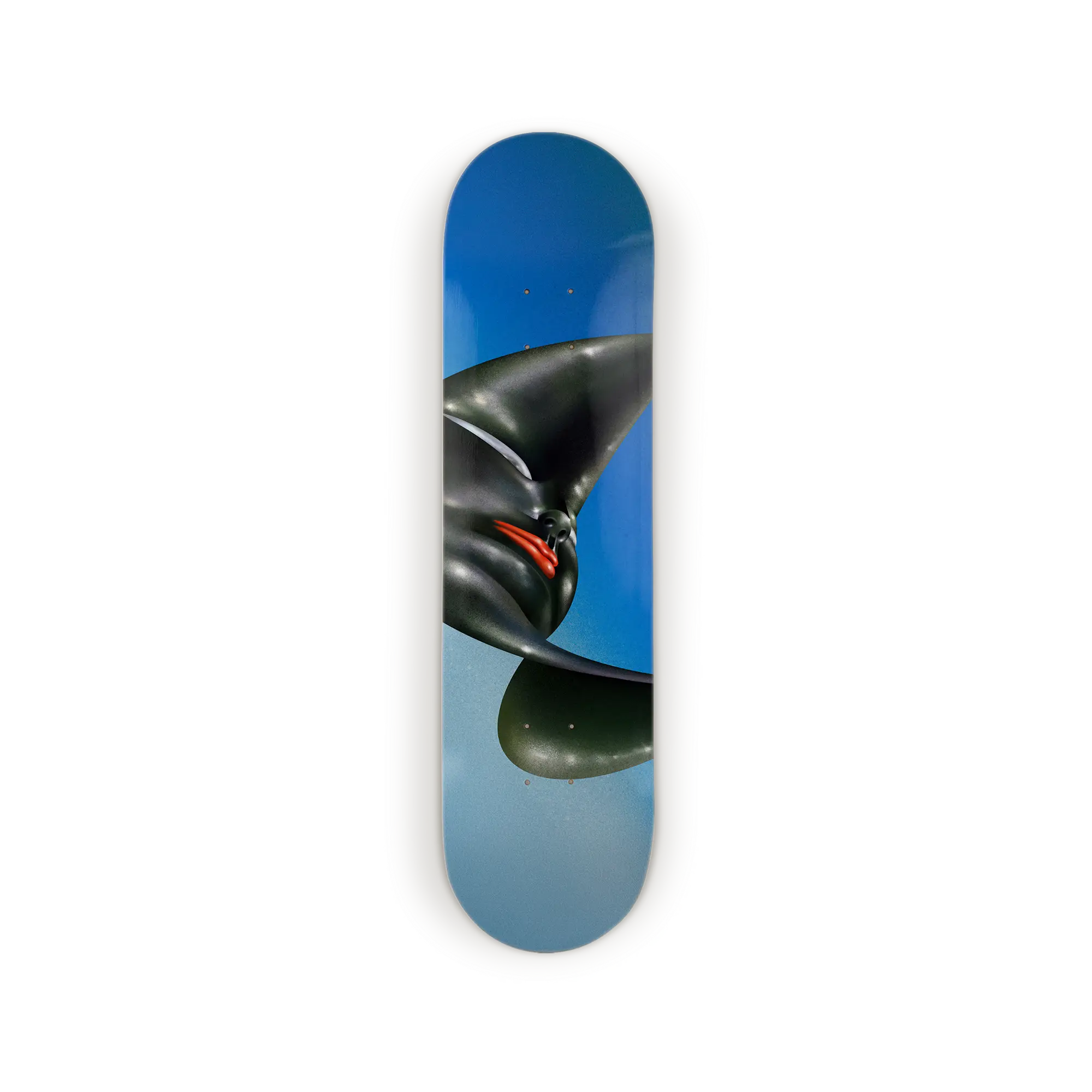 Lulu Lin Wafer-Thin Slice of Negativity limited edition art skateboard by The Skateroom, packshot on transparent background