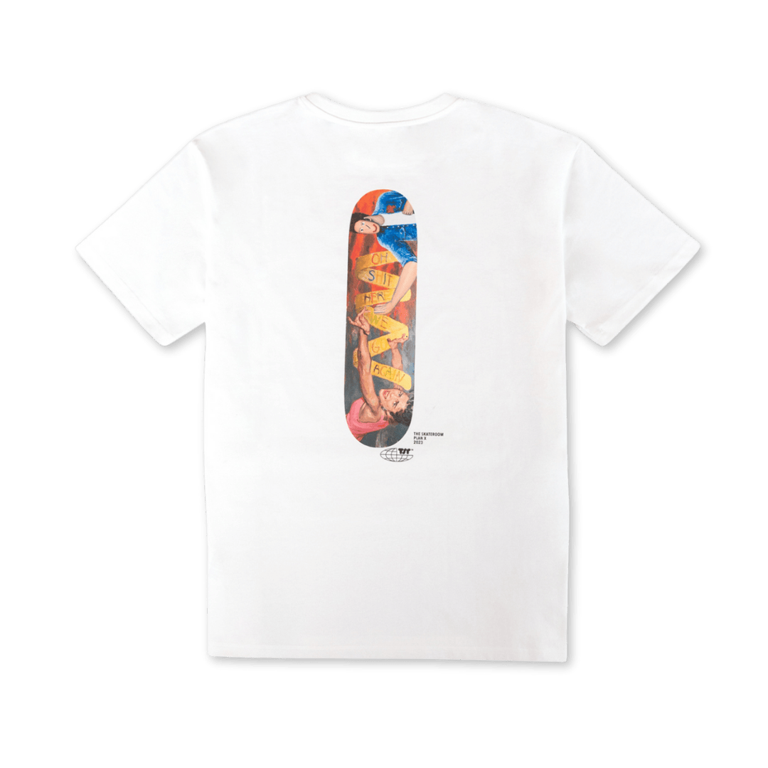 pack shot of plan x and the skateroom t-shirt