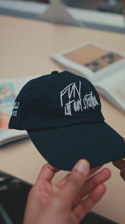 Detail of the Anne Imhof and THE SKATEROOM cap.