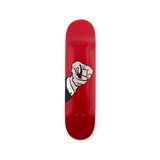 Roy Lichtenstein 'Finger Pointing' skateboard deck by THE SKATEROOM, featuring bold comic-style art on a striking red background, ideal for collectors or as a statement wall piece.