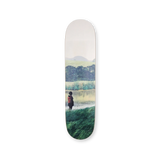 Skateboard deck with the Mirando al Norte artwork by Tomas Sanchez