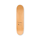 Wooden skateboard deck with Tomas Sanchez printed signature